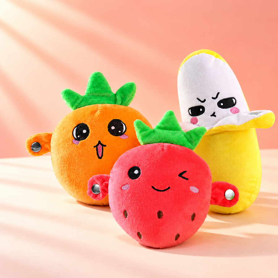 Pluck Pal interactive fruit plush toys